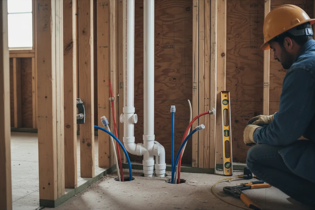 Drain and supply rough-in during Drain Cleaning in Clinton Township