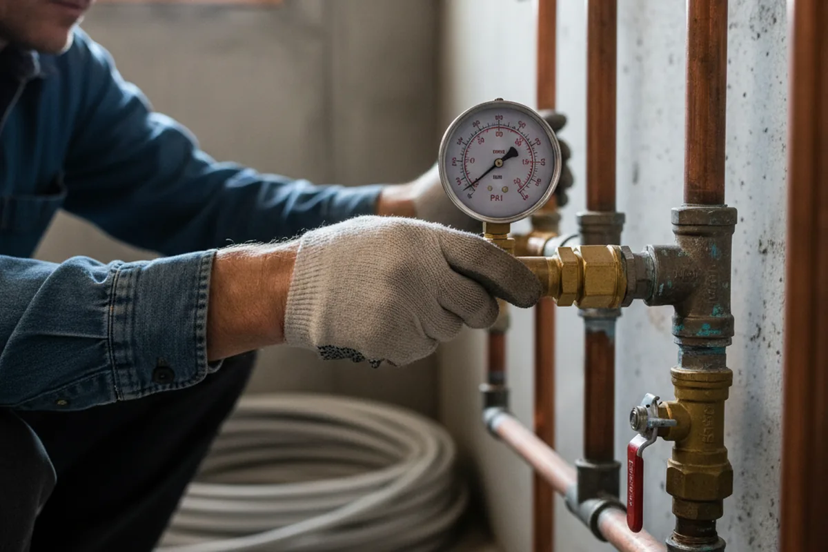 Pressure testing a repaired line during Water Line Repair in Clinton Township